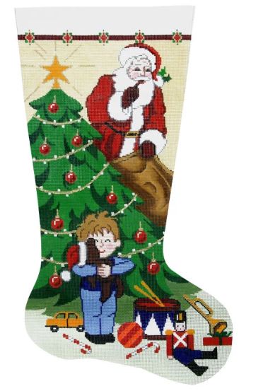 click here to view larger image of Shh Dont Tell Boy Stocking (hand painted canvases)