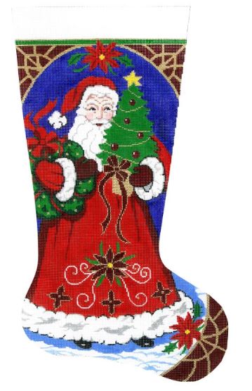 click here to view larger image of Santa with Wreath Stocking (hand painted canvases)