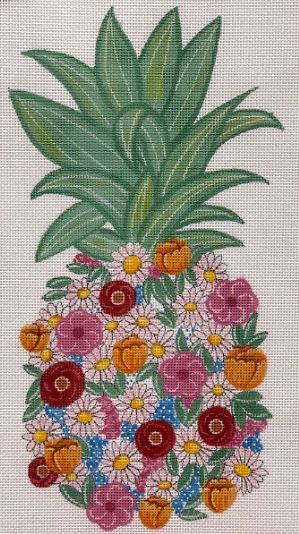 click here to view larger image of Floral Pineapple (hand painted canvases)