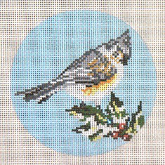 click here to view larger image of Tufted Titmouse Ornament (hand painted canvases)