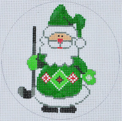 click here to view larger image of Golf Santa (hand painted canvases)