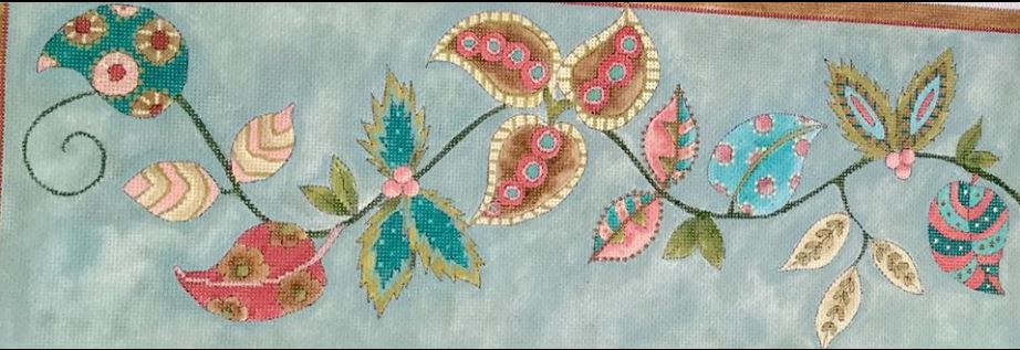 click here to view larger image of Porcelain Leaves - On the Vine (hand painted canvases)