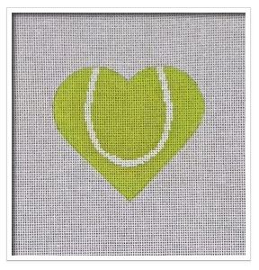 click here to view larger image of Tennis Ball Heart   (hand painted canvases)