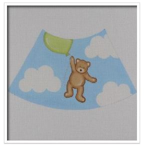 click here to view larger image of Flying High Teddy Night Light, Green w/Light Kit  (needlepoint kits)