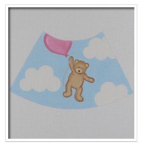 click here to view larger image of Flying High Teddy Night Light - Pink w/Light Kit  (needlepoint kits)