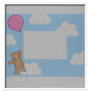 click here to view larger image of Flying High Teddy Bear Frame/Plaque - Pink (hand painted canvases)