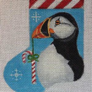 click here to view larger image of Puffin Mini Stocking  (hand painted canvases)