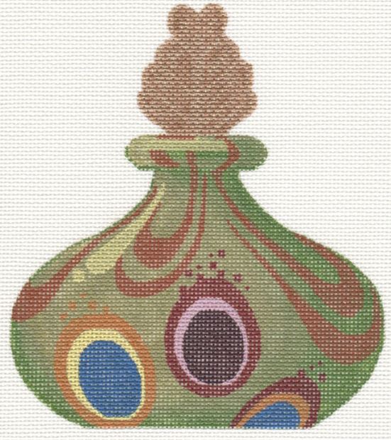 click here to view larger image of Green Venetian Glass Perfume Bottle (hand painted canvases)