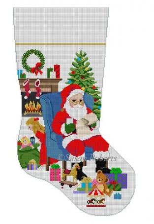 click here to view larger image of Someone's Peeking Stocking - Girl  (hand painted canvases)
