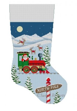 click here to view larger image of Santas Train Engine Stocking  (hand painted canvases)