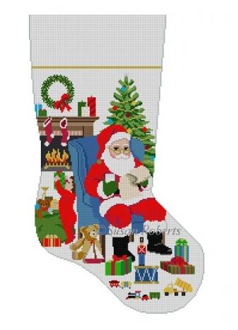 click here to view larger image of Someone's Peeking Stocking - Boy (hand painted canvases)