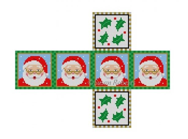 click here to view larger image of Santa Face Cube Ornament (hand painted canvases)