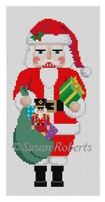 click here to view larger image of Santa w/Nutcracker (hand painted canvases)