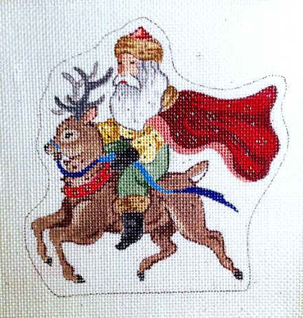 click here to view larger image of Victorian Santa Riding Reindeer (hand painted canvases)