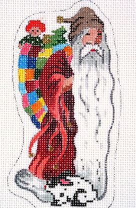 click here to view larger image of Victorian Santa w/Patchwork Coat (hand painted canvases)