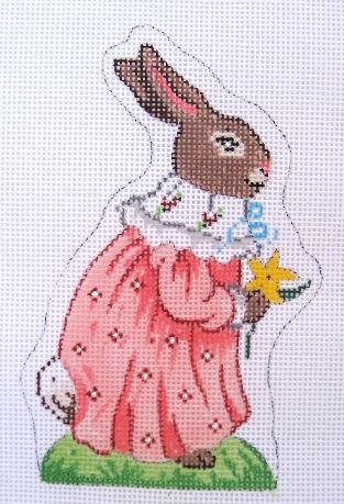 click here to view larger image of Standing Brown Girl Bunny/ Pink Dress (hand painted canvases)