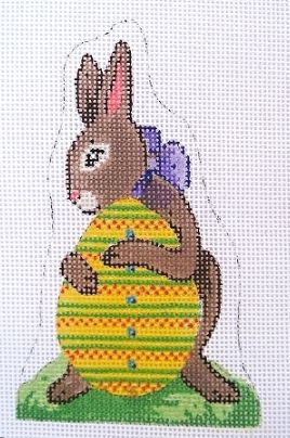 click here to view larger image of Standing Brown Bunny/ Yellow Egg (hand painted canvases)