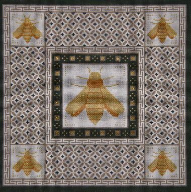 click here to view larger image of Bee with Taupe & Brown Borders (hand painted canvases)