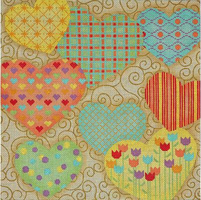 click here to view larger image of Pastel Hearts & Swirls (hand painted canvases)