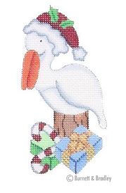click here to view larger image of Christmas by the Sea - Pelican with Santa Hat (hand painted canvases)