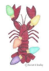 click here to view larger image of Christmas by the Sea - Lobster w/Christmas Lights (hand painted canvases)