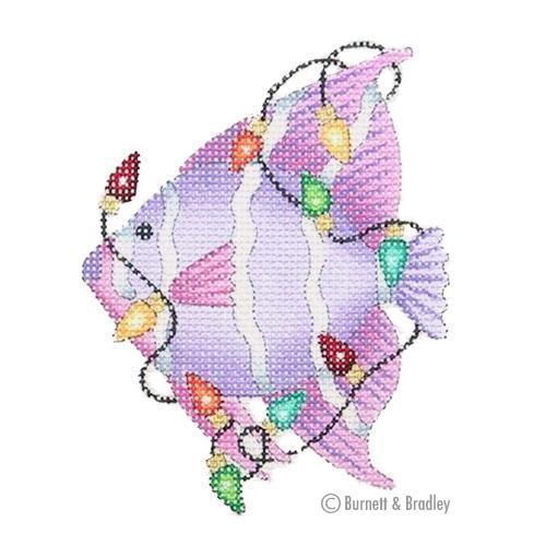 click here to view larger image of Christmas by the Sea - Angel Fish with Christmas Lights (hand painted canvases)