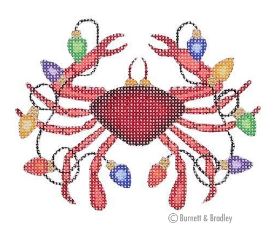 click here to view larger image of Christmas by the Sea - Crab w/Christmas Lights (hand painted canvases)