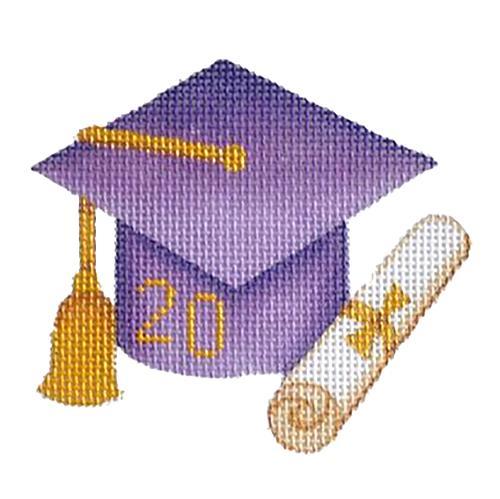 click here to view larger image of Graduation Cap - Purple with Year (hand painted canvases)
