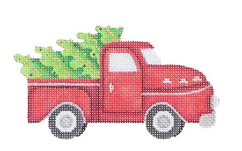 click here to view larger image of Red Pickup w/Tree Ornament (hand painted canvases)