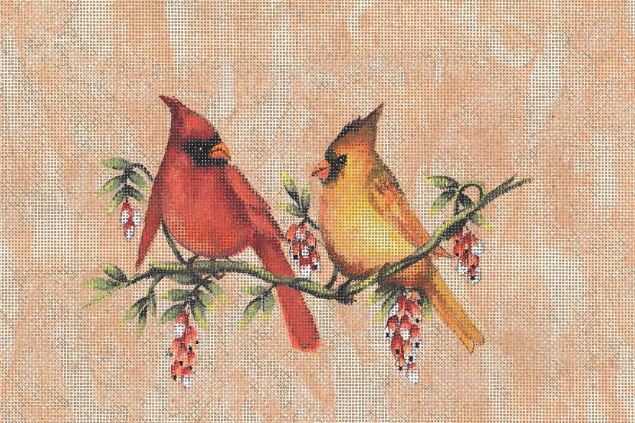 click here to view larger image of Two Cardinals (hand painted canvases)
