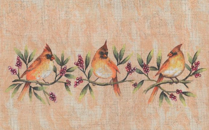 click here to view larger image of Three Cardinals (hand painted canvases)