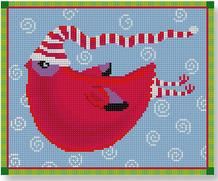click here to view larger image of Red Bird w/Scarf (hand painted canvases)