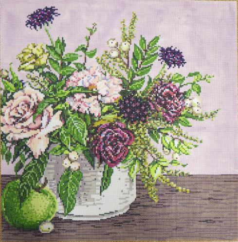 click here to view larger image of Floral with Apple (hand painted canvases)