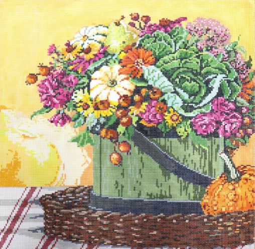 click here to view larger image of Floral with Gourd (hand painted canvases)