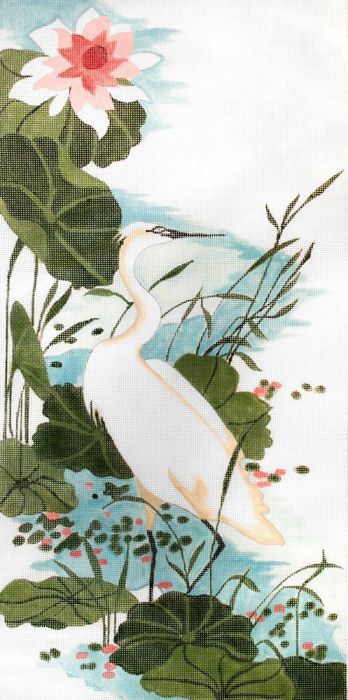 click here to view larger image of Great Egret and Waterlilies (hand painted canvases)