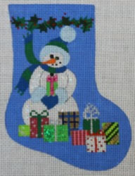 click here to view larger image of Snowman Packages Sock (hand painted canvases)