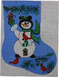 click here to view larger image of Snowman Birds Sock (hand painted canvases)