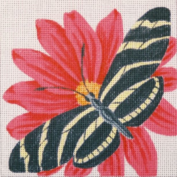 click here to view larger image of Zebra Butterfly on Red (hand painted canvases)