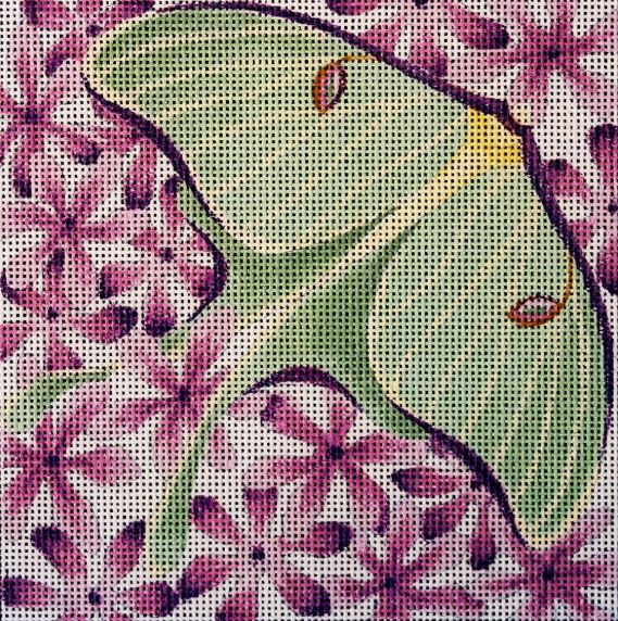 click here to view larger image of Luna Moth on Purple (hand painted canvases)