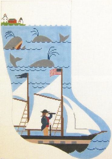 click here to view larger image of Nantucket Captain Christmas Stocking (hand painted canvases)