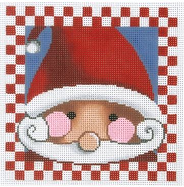 click here to view larger image of Santa with Rosy Cheeks - Checkers (hand painted canvases)
