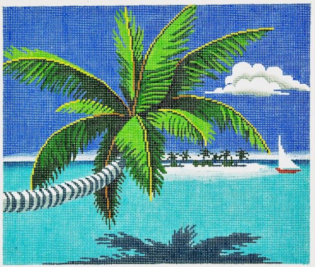 click here to view larger image of Palm Tree and Boat (hand painted canvases)