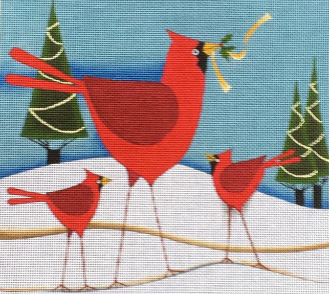click here to view larger image of Red Cardinals (hand painted canvases)