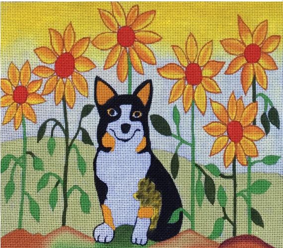 click here to view larger image of Sunflower Puppy (hand painted canvases)