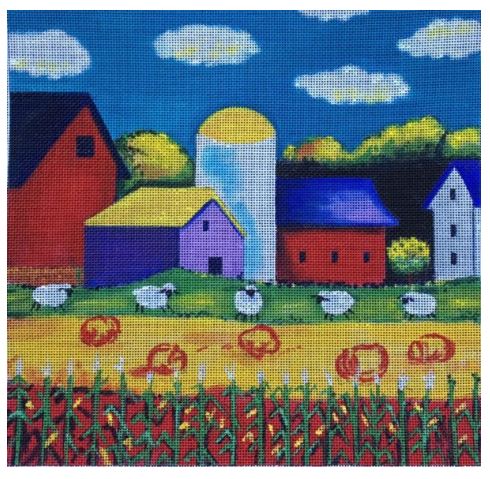 click here to view larger image of Sheep and Hay Bales (hand painted canvases)