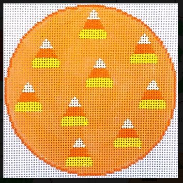 click here to view larger image of Candy Corn Coaster/Ornament (hand painted canvases)
