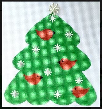 click here to view larger image of Red Birds Christmas Tree (hand painted canvases)