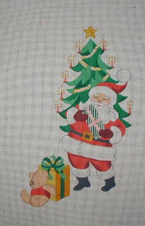 click here to view larger image of Santa/Candle Tree Stocking (hand painted canvases)