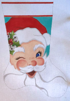 click here to view larger image of Winking Santa Stocking (hand painted canvases)