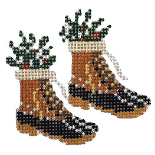 click here to view larger image of Retro Ski - Fur Bean Boots (hand painted canvases)